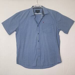 Cody James Western Wear Button Down Short Sleeve Shirt Mens XXL Blue White Plaid